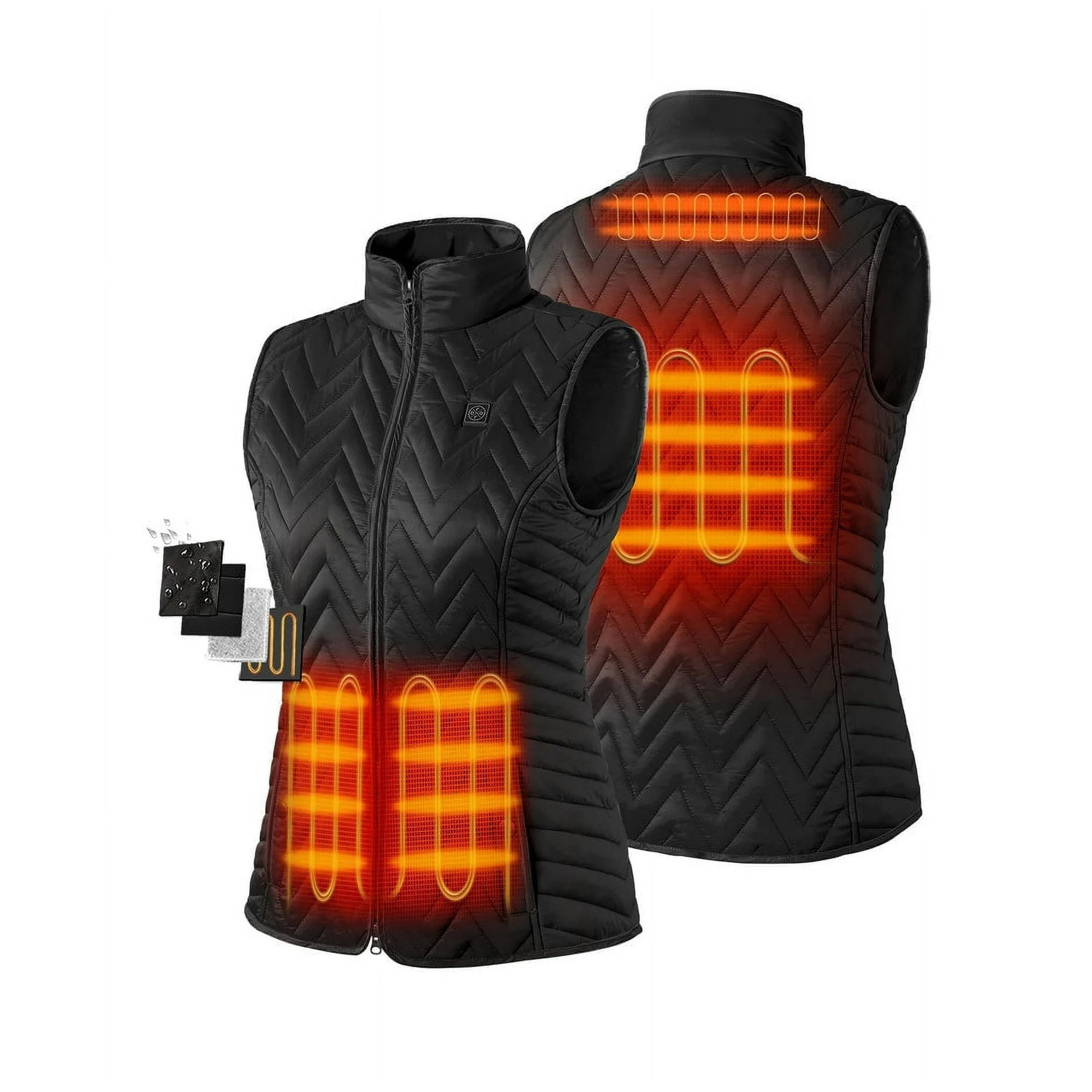 ORORO Women's Quilted Heated Vest with Battery, Lightweight Heated Chevron Quilted Vest (Black, M... | Walmart (US)