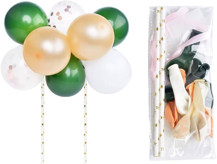 Balloon Cake Topper, Blackish Green & Champagne Gold Mini Balloon Garland Cake Topper for Birthda... | Amazon (US)