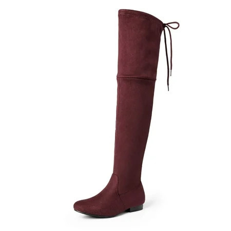 DREAM PAIRS Women s Fashion Faux Suede Over The Knee Thigh High Flat Boots PAULINE BURGUNDY Size 5.5 | Walmart (US)