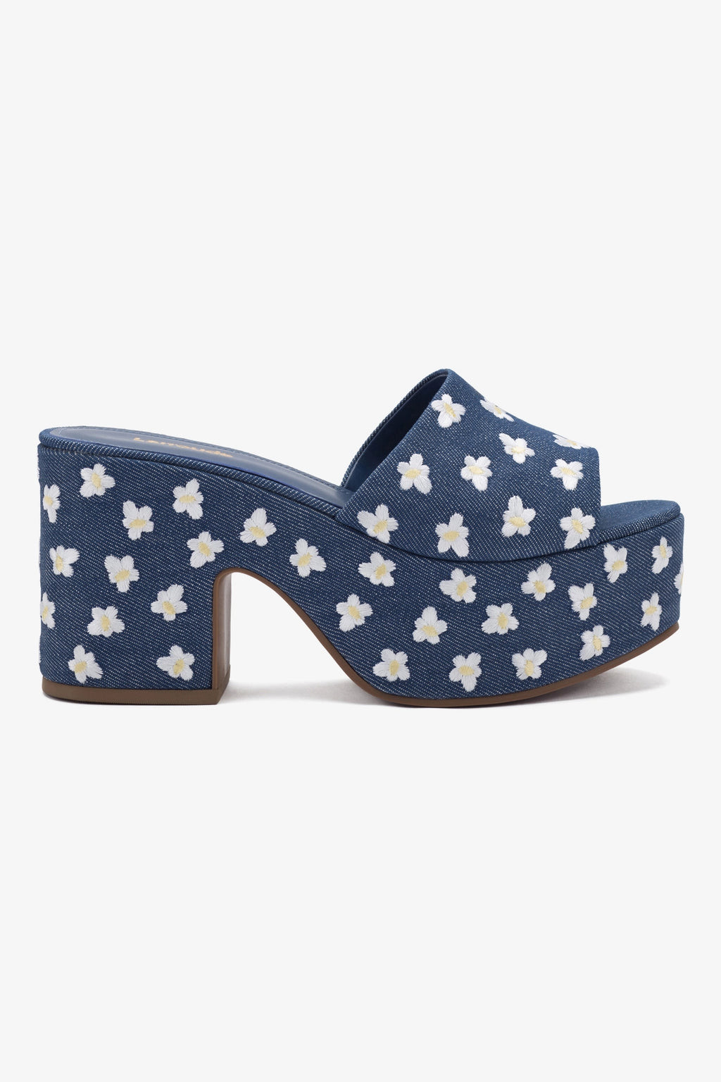 Miso Platform Sandal In Blue Denim | Larroude