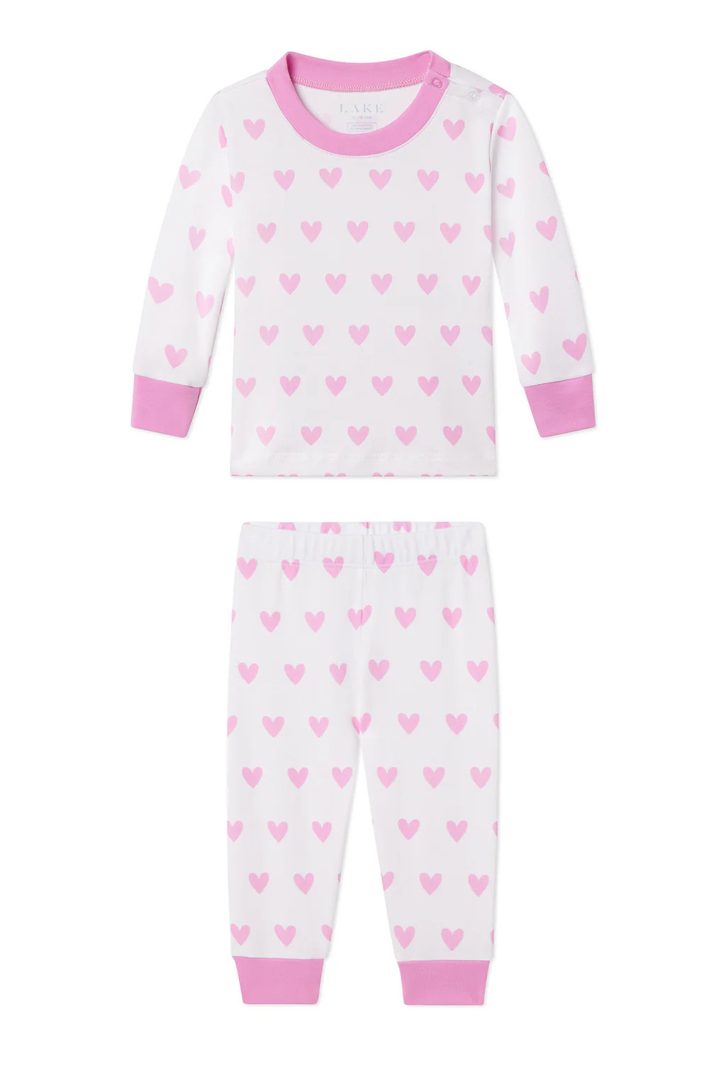 Baby Long-Long Set in Pink Heart | Lake Pajamas