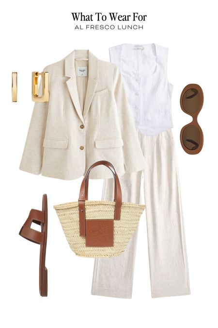 Summer styling with Abercrombie & Fitch ☀️ 

Linen trousers, blazers, neutral fashion, waistcoat, Loewe tote bag, sandals, al fresco lunch, smart casual, holiday outfit 

#LTKstyletip #LTKeurope #LTKsummer