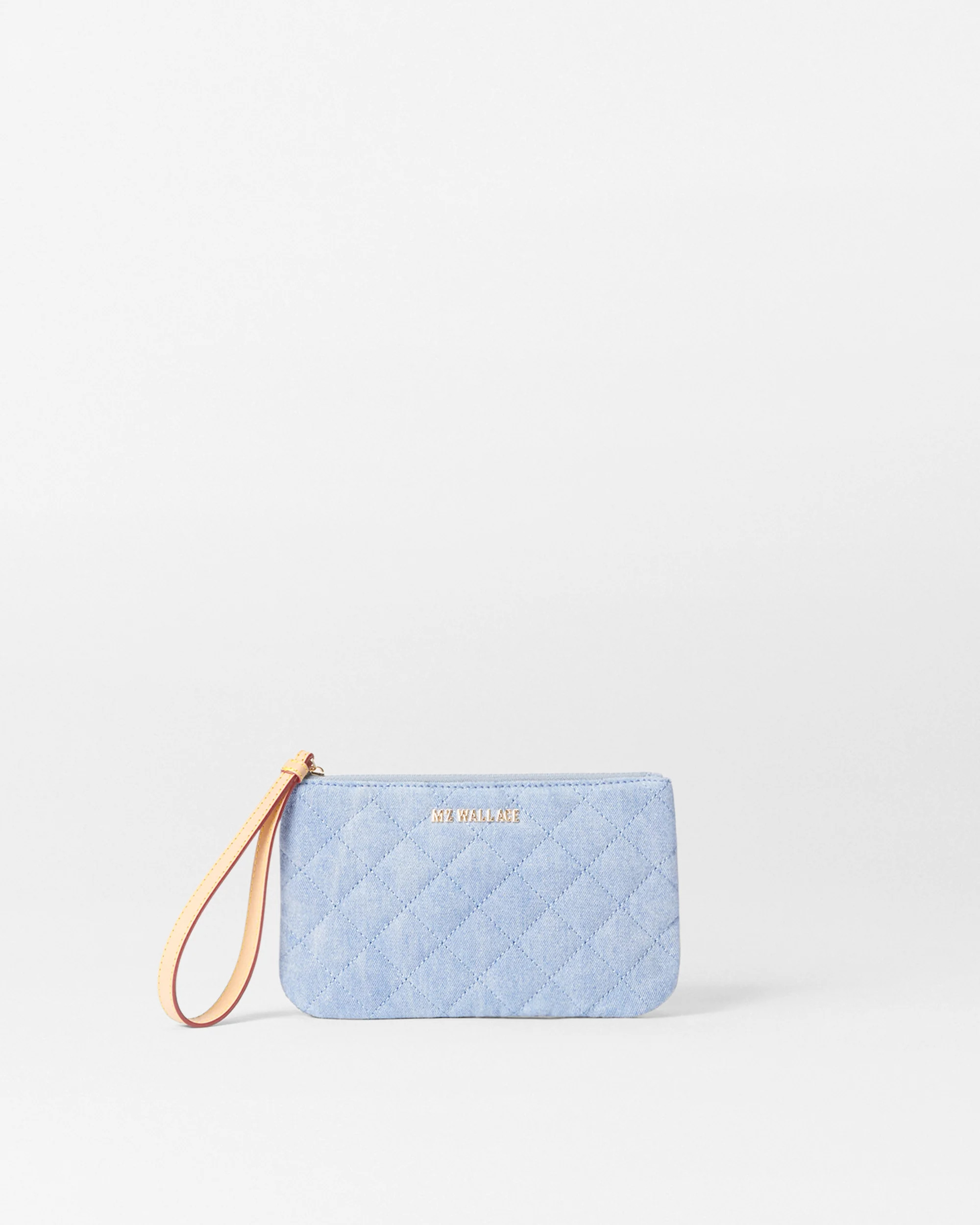 True Light Denim Flat Metro Wristlet | MZ Wallace