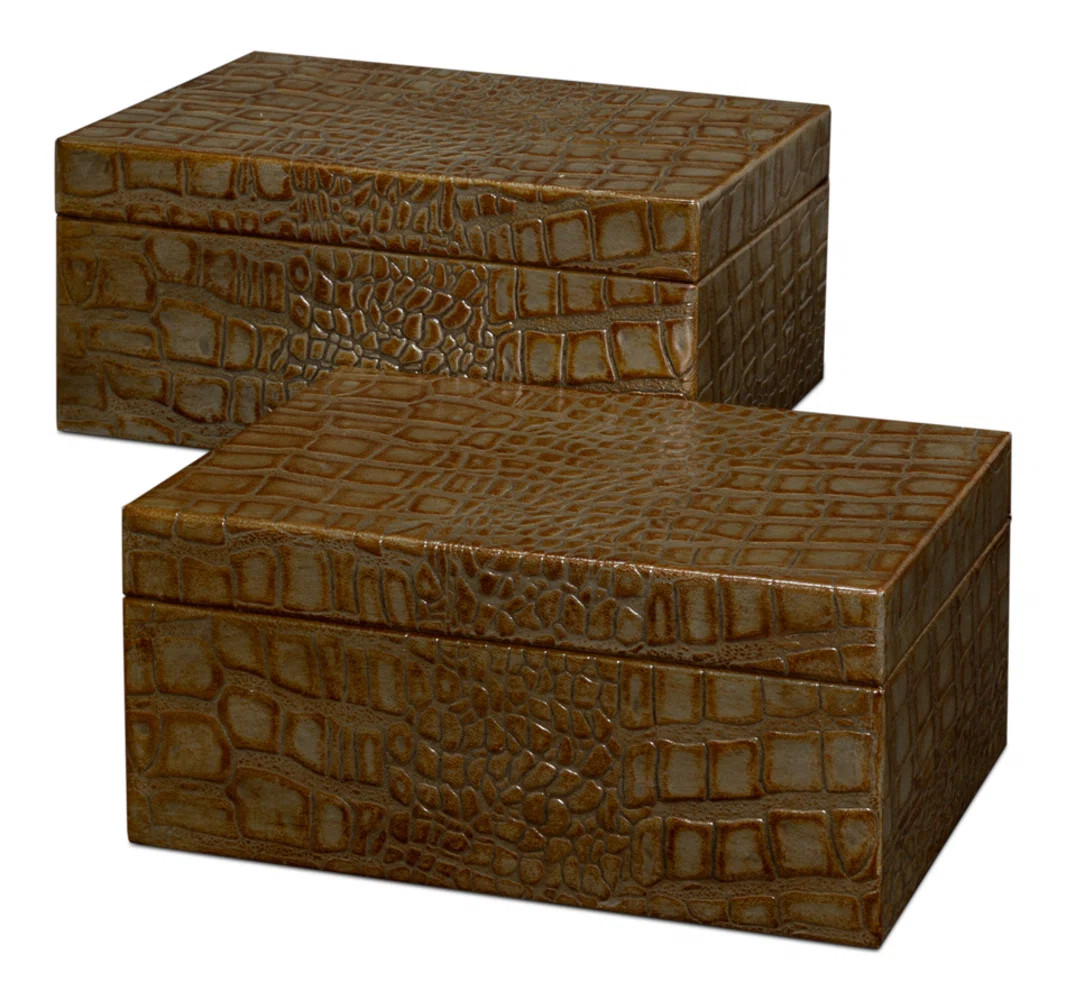 Shagreen 2 Piece Handmade Faux Leather Decorative Box Set (Set of 2) | Wayfair North America