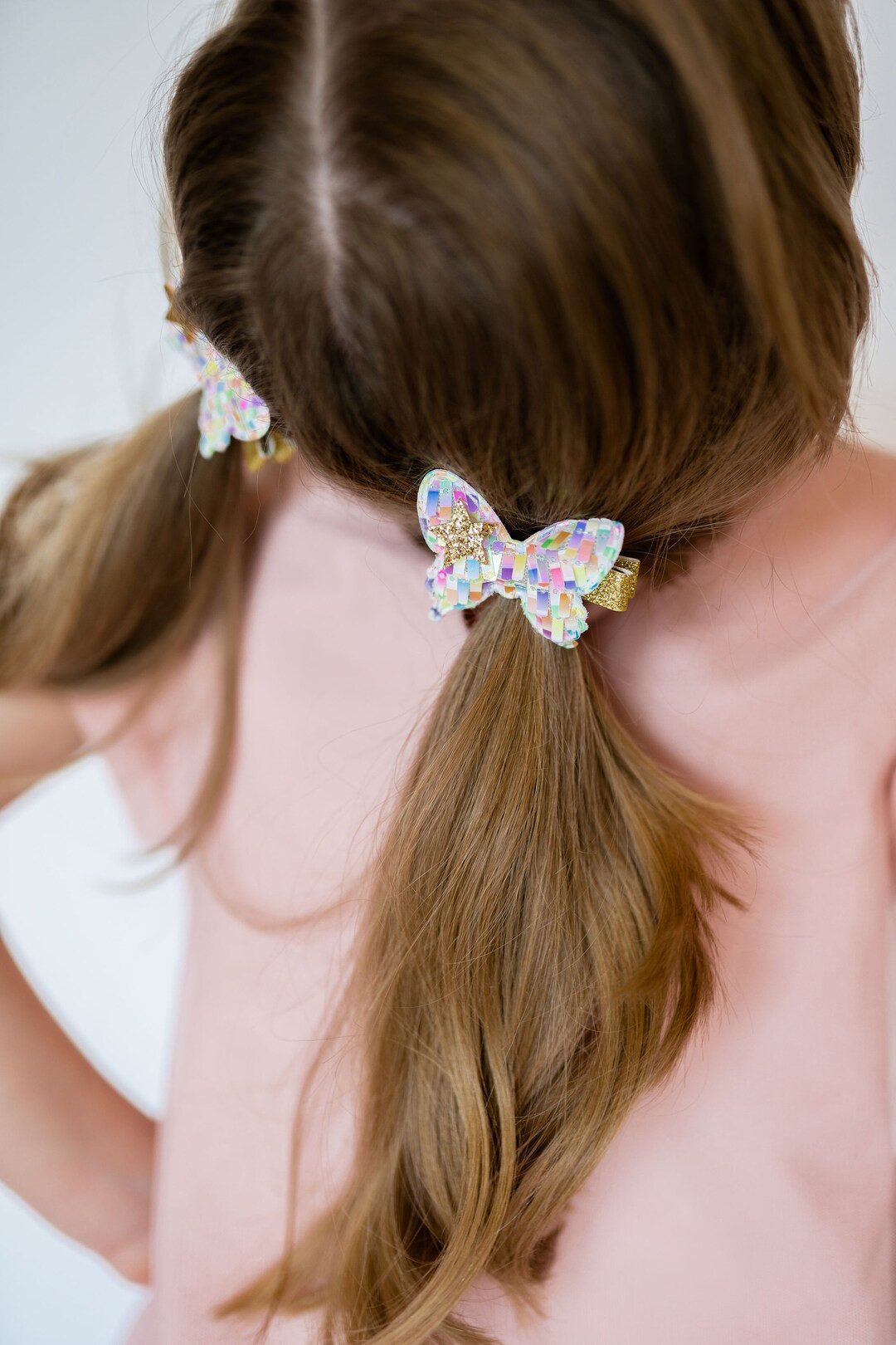 2" Little Sequin Butterfly Glitter Hair Clip, Colorful Girls Hair Clip, Big Girl Hair Bow, Back t... | Etsy (US)