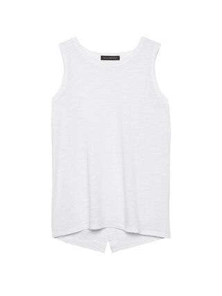 Banana Republic Womens Cotton-Modal Blend Split-Back Tank White Size L | Banana Republic CA