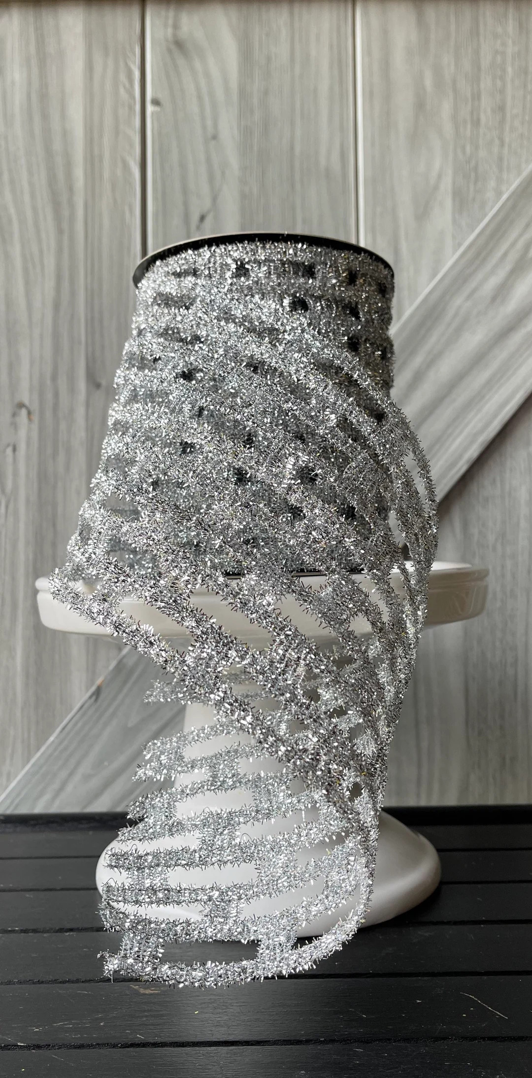 10 yards, 5.25 Inch Ribbon, Tinsel Wire Ribbon, Tinsel Ribbon, Link Tinsel Ribbon, Silver Tinsel ... | Etsy (US)