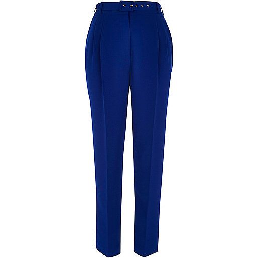 Bright blue belted slim pants | River Island (US)