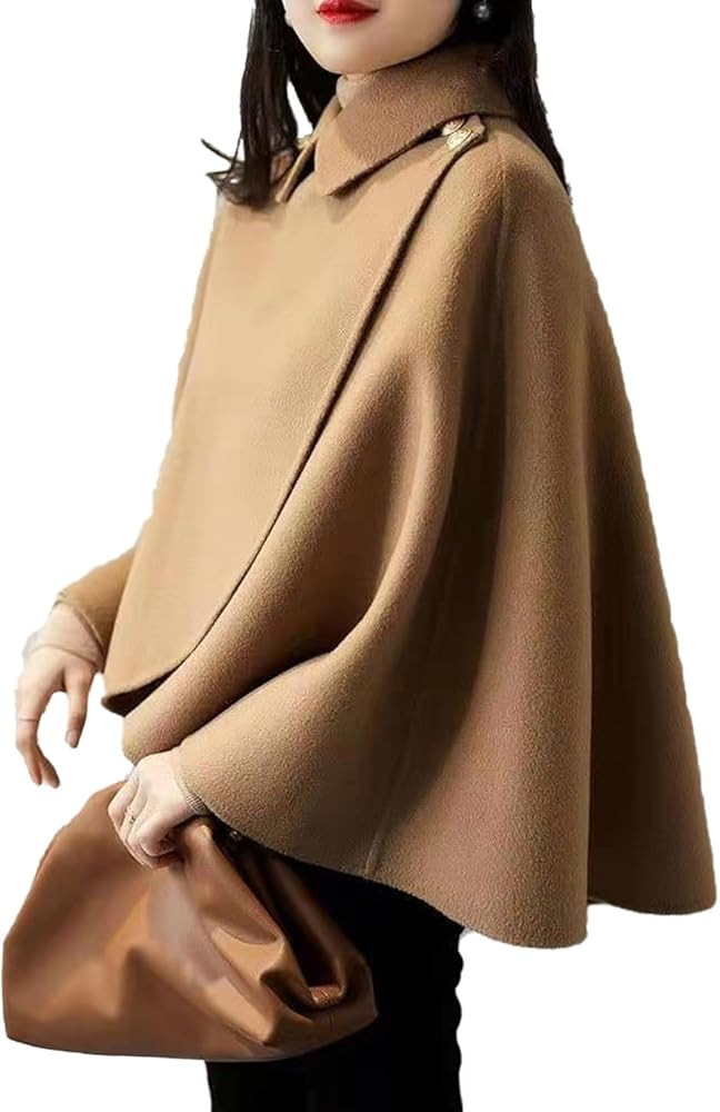 Women's Wool Blend Capelet Capes Hooded Warm Poncho In winter | Amazon (US)