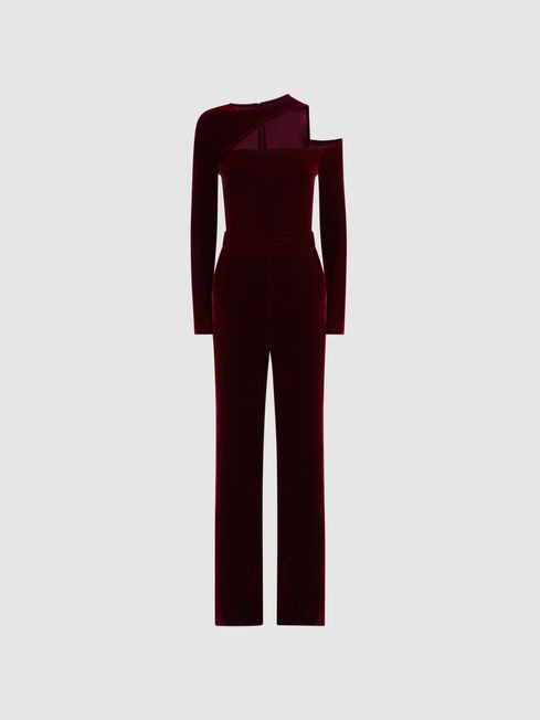 Velvet Off-The-Shoulder Jumpsuit | Reiss US