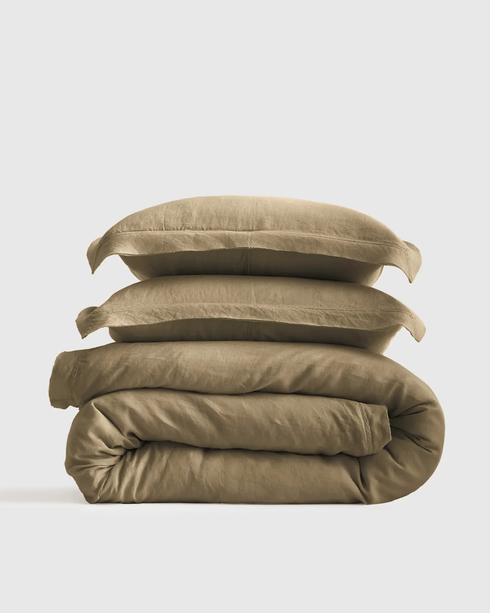 European Linen Double Flange Duvet Cover Set in Aloe | Quince