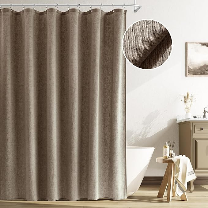 Naturoom Taupe Linen Shower Curtain Liner Neutral Weighted Cloth Fabric Textured Beige Farmhouse ... | Amazon (US)