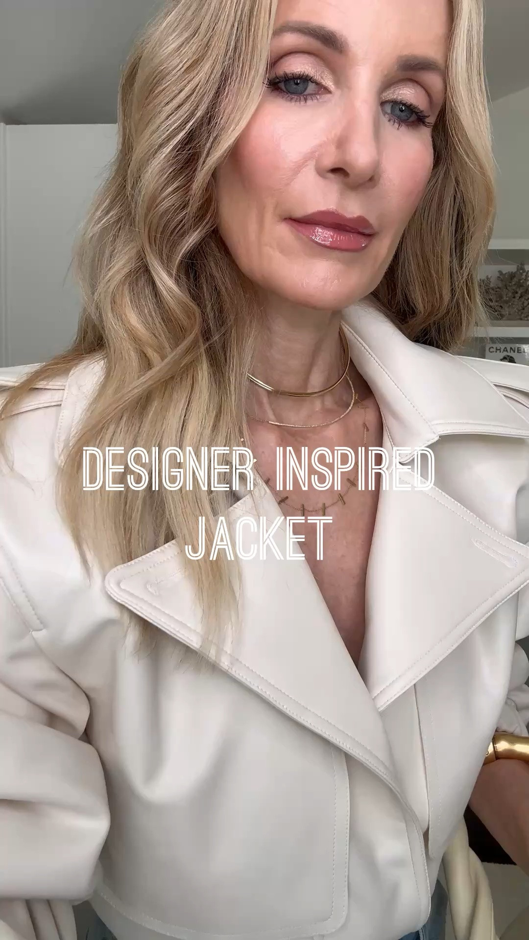 This Saint Laurent-inspired vegan leather jacket is such a chic designer-look-for-less find! I love the strong shoulder pads, cropped styling, and how it pairs with these viral Mother high-waisted wide-leg jeans for an edgy, fashion-forward denim outfit. I’m wearing an XS in the jacket and size 24 in the jeans. #VeganLeatherJacket #DesignerInspired #MotherJeans #LTKOver40 

 #LTKootd #LTKSeasonal #LTKOver40