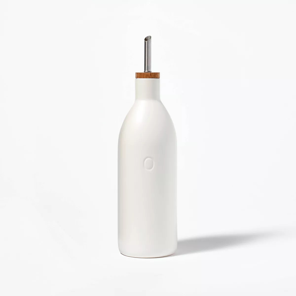 Ceramic Oil Pour Bottle Cream - Figmint™: Stoneware Oil Dispenser with Stainless Steel & Wood L... | Target