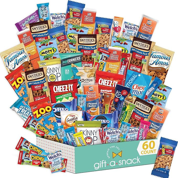 Holiday Christmas Snack Box Variety Pack (60 Count) Xmas Candy Gift Basket - College Student Care... | Amazon (US)