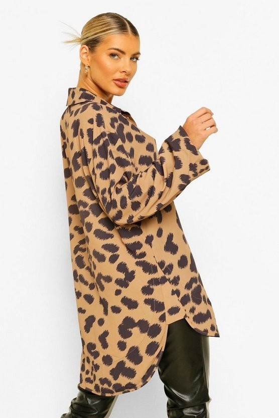 Animal Print Oversized Shirt | Boohoo.com (US & CA)