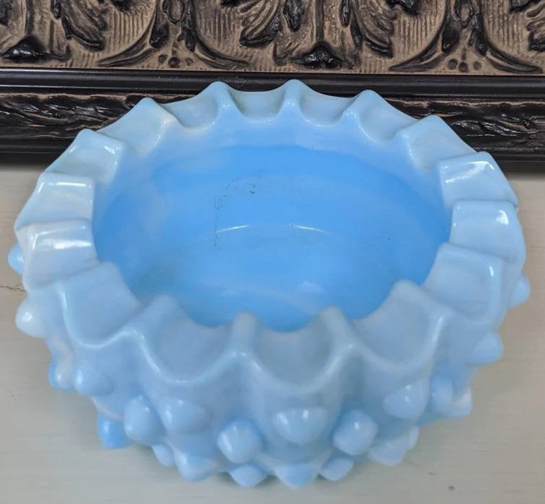 Vintage Blue Hobnail Slag Glass Ashtray Dish | Etsy | Etsy (US)
