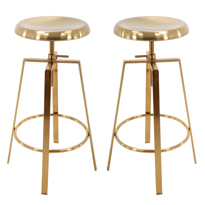 Cecely Swivel Adjustable Height Counter Stool with Metal Frame (Set of 2) | Wayfair North America