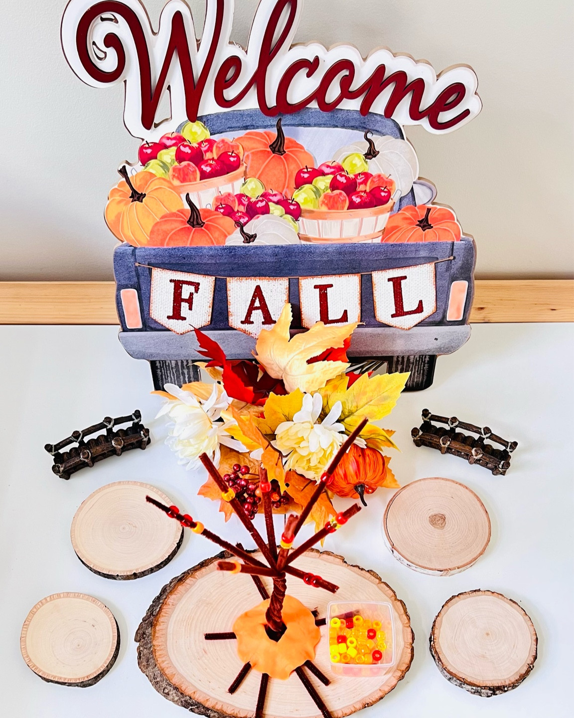 The perfect fall activity for kids 3-7 years old!! Pony beads on a pipe cleaner to make a tree!! 

#LTKkids #LTKSeasonal #LTKfamily