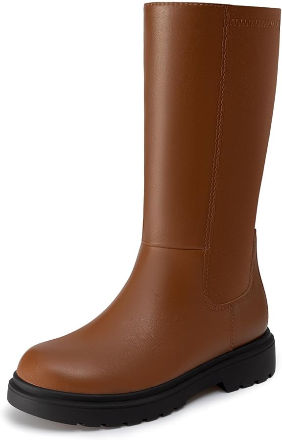 Athlefit Girls Knee High Boots Kids Fashion Low Heel Side Zipper Tall Riding Boots for Toddler Li... | Amazon (US)