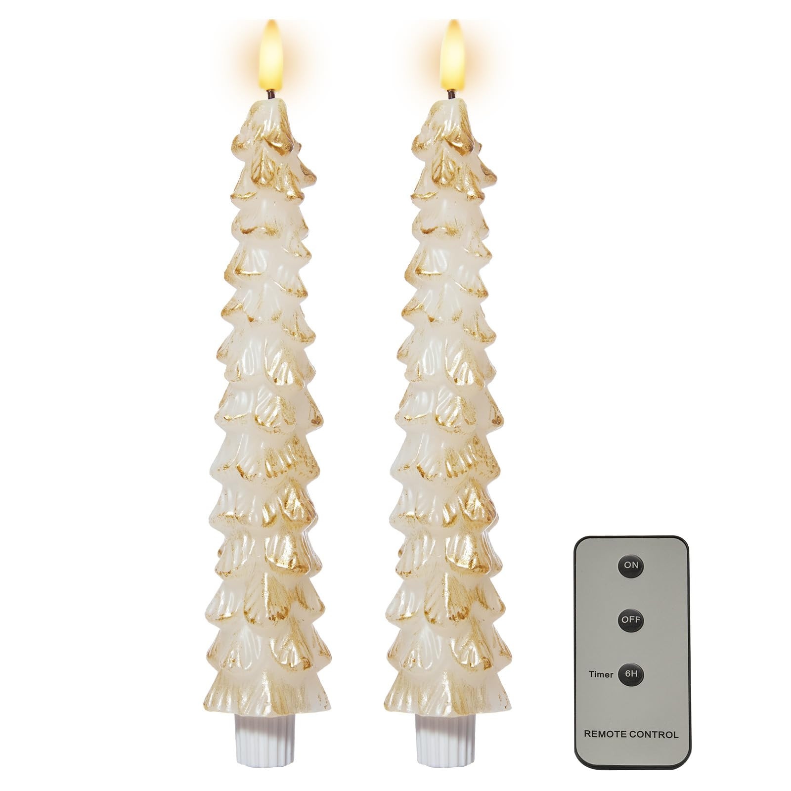 DN DECONATION LED Christmas Tree Candles Battery Operated with Remote, White and Gold Christmas T... | Amazon (US)