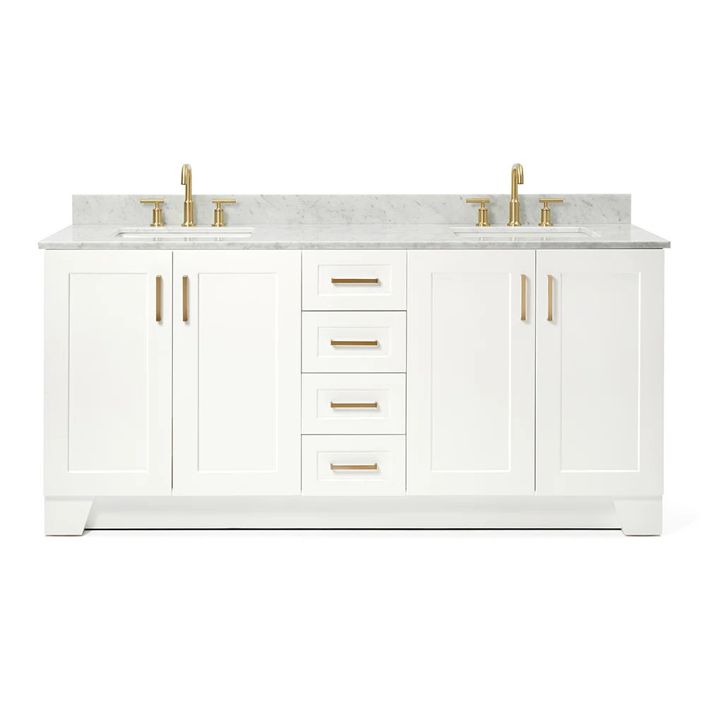 Nobe 72'' Solid Wood Double Bathroom Vanity with 0.75'' Carrara Marble Top | Wayfair North America