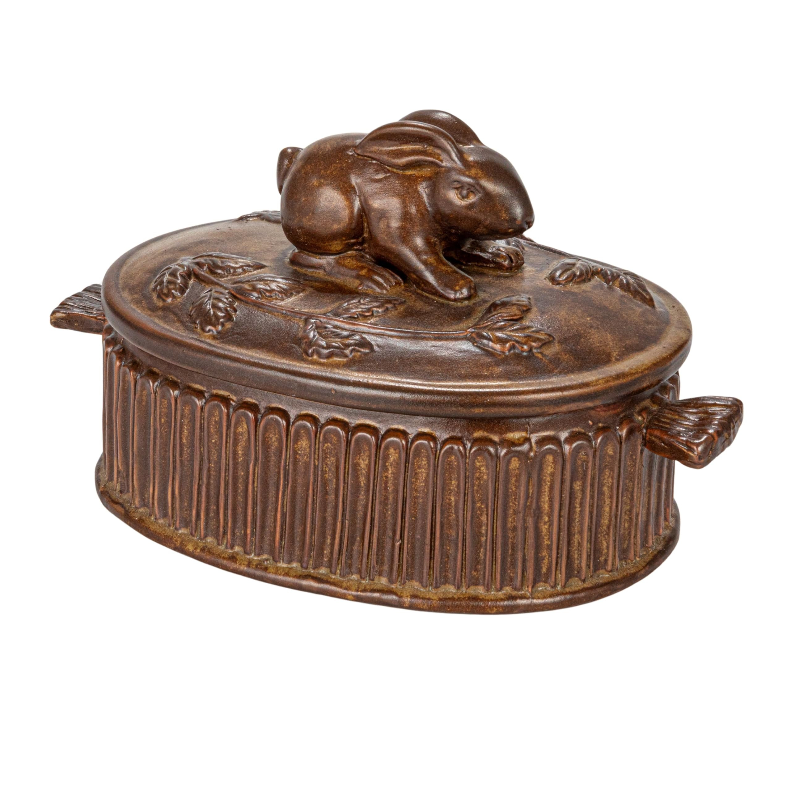 Creative Co-Op, Brown Matte Stoneware Baker with Rabbit Design, Large | Amazon (US)