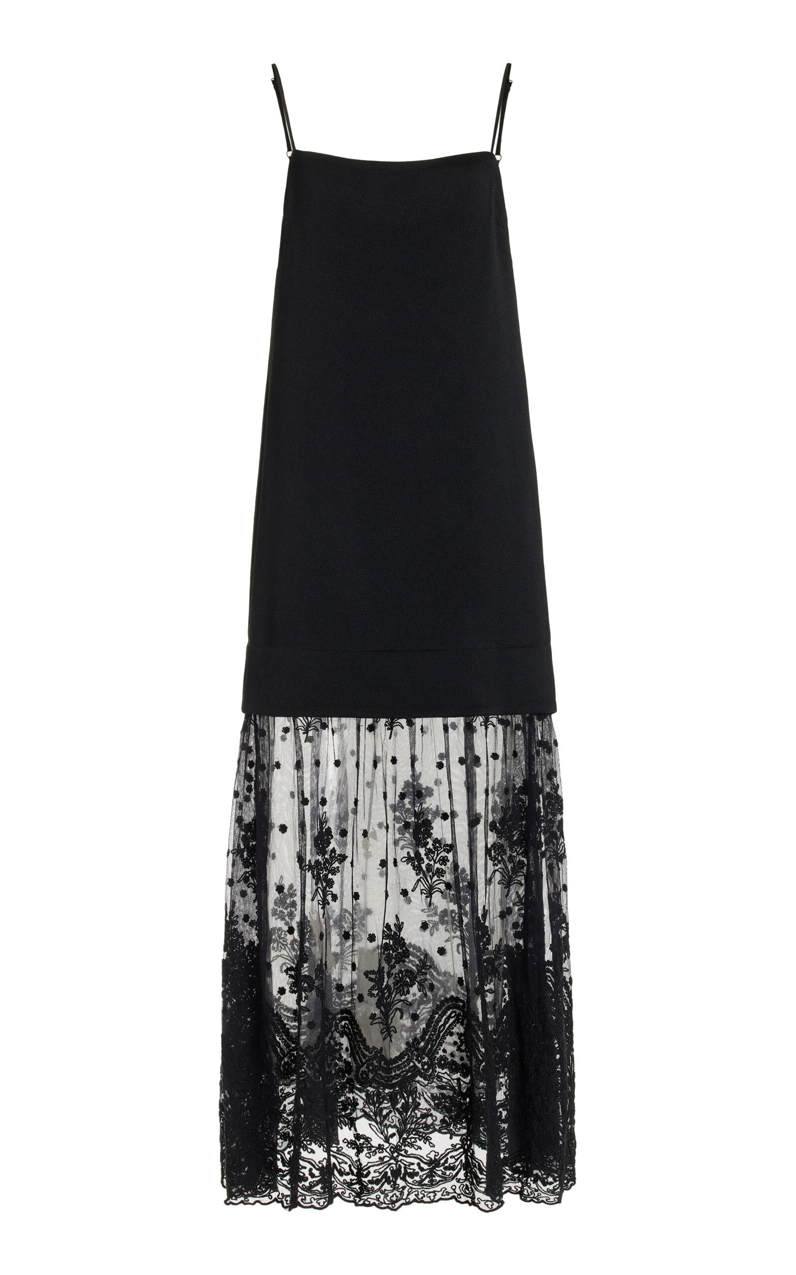 Sea - Noa Lace-Paneled Satin Midi Dress - Black - US 10 - Moda Operandi | Moda Operandi (Global)