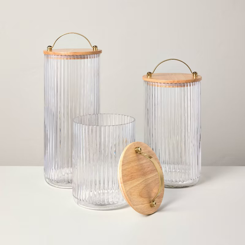 Fluted Glass Storage Canister with Wood Lid - Hearth & Hand™ with Magnolia | Target