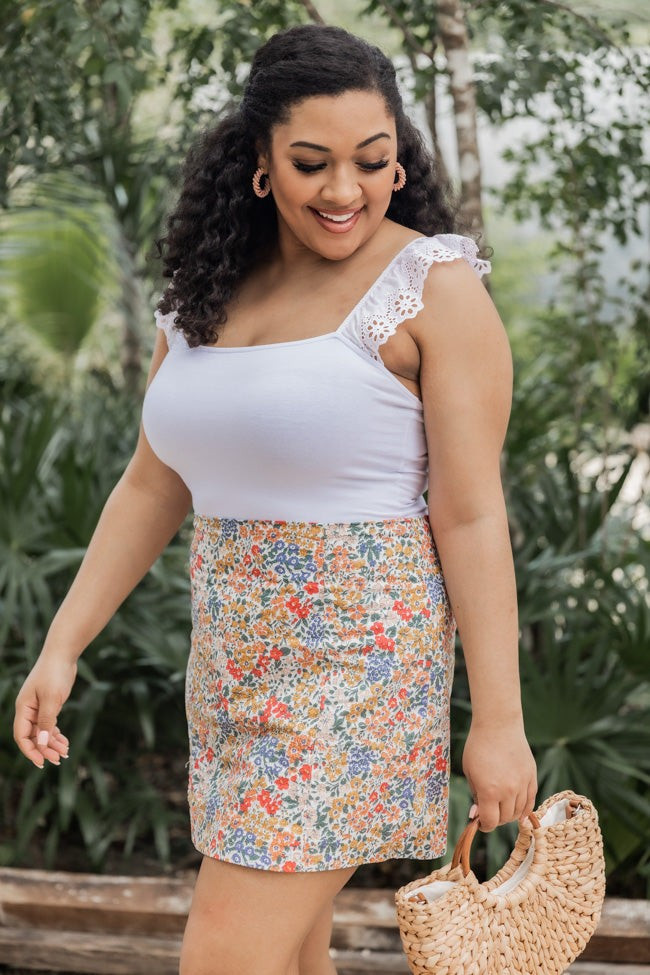 Give You Grace Multi Floral Side Slit Mini Skirt | The Pink Lily Boutique