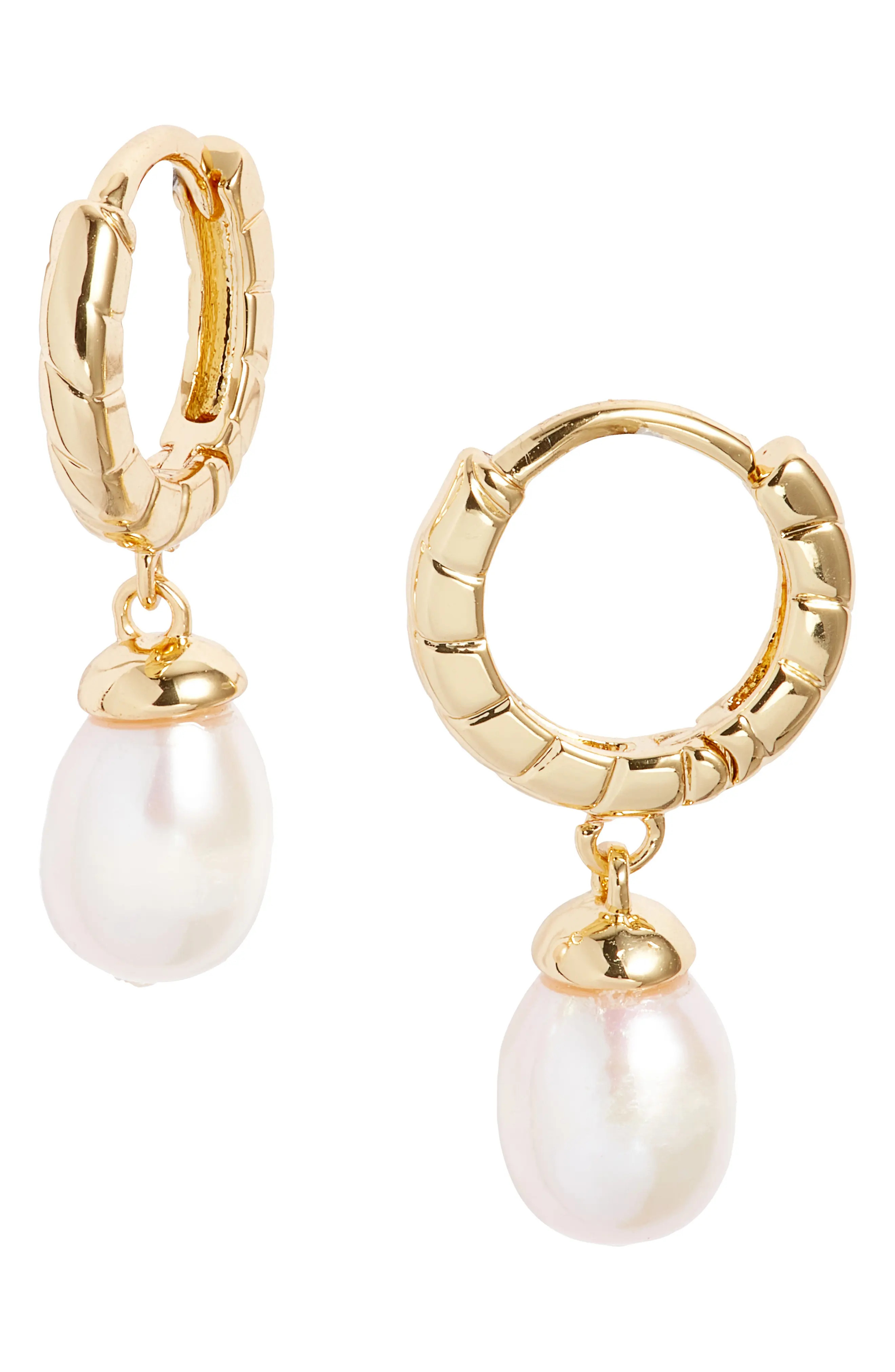 Demi Fine Freshwater Pearl Drop Hoop Earrings (Women) | Nordstrom | Nordstrom