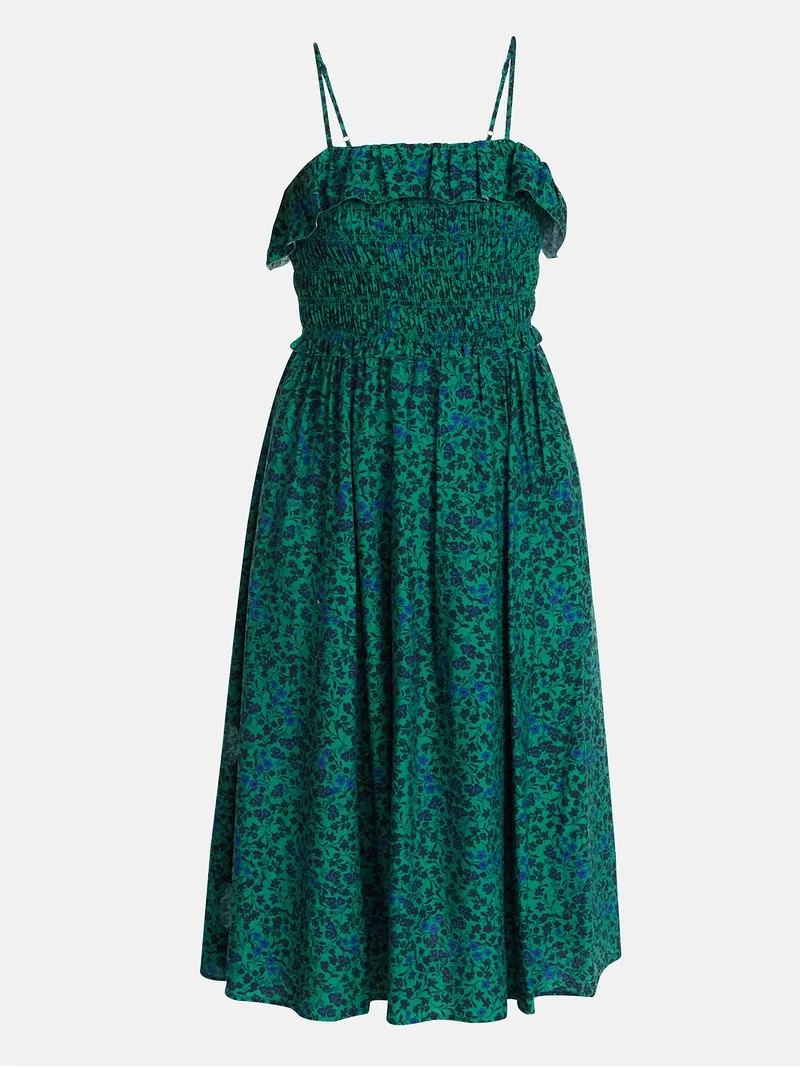 Time and Tru Women's Sleeveless Smocked Midi Dress, Sizes XS-XXXL | Walmart (US)