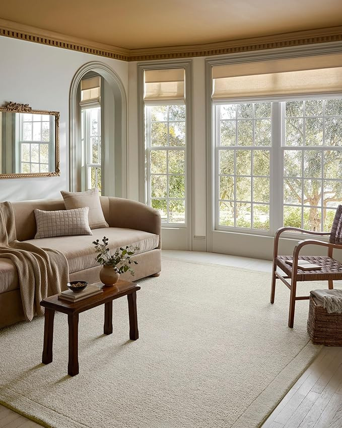 Loloi Magnolia Home by Joanna Gaines Henley Collection HNY-01 Ivory/Silver 7'-9" x 9'-9" Area Rug | Amazon (US)