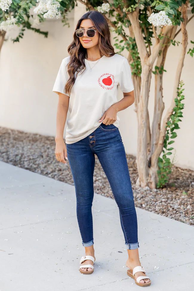 Teach Love Inspire Cream Graphic Tee | Pink Lily