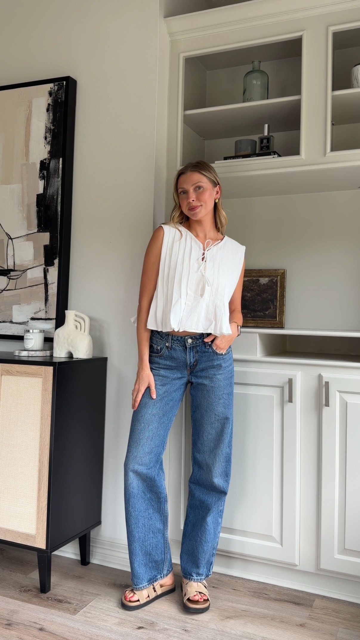 Cute chic summer outfit inspo | S in flowy tank, S sports bra tank, 26 in denim 

 #LTKootd #LTKmomlife