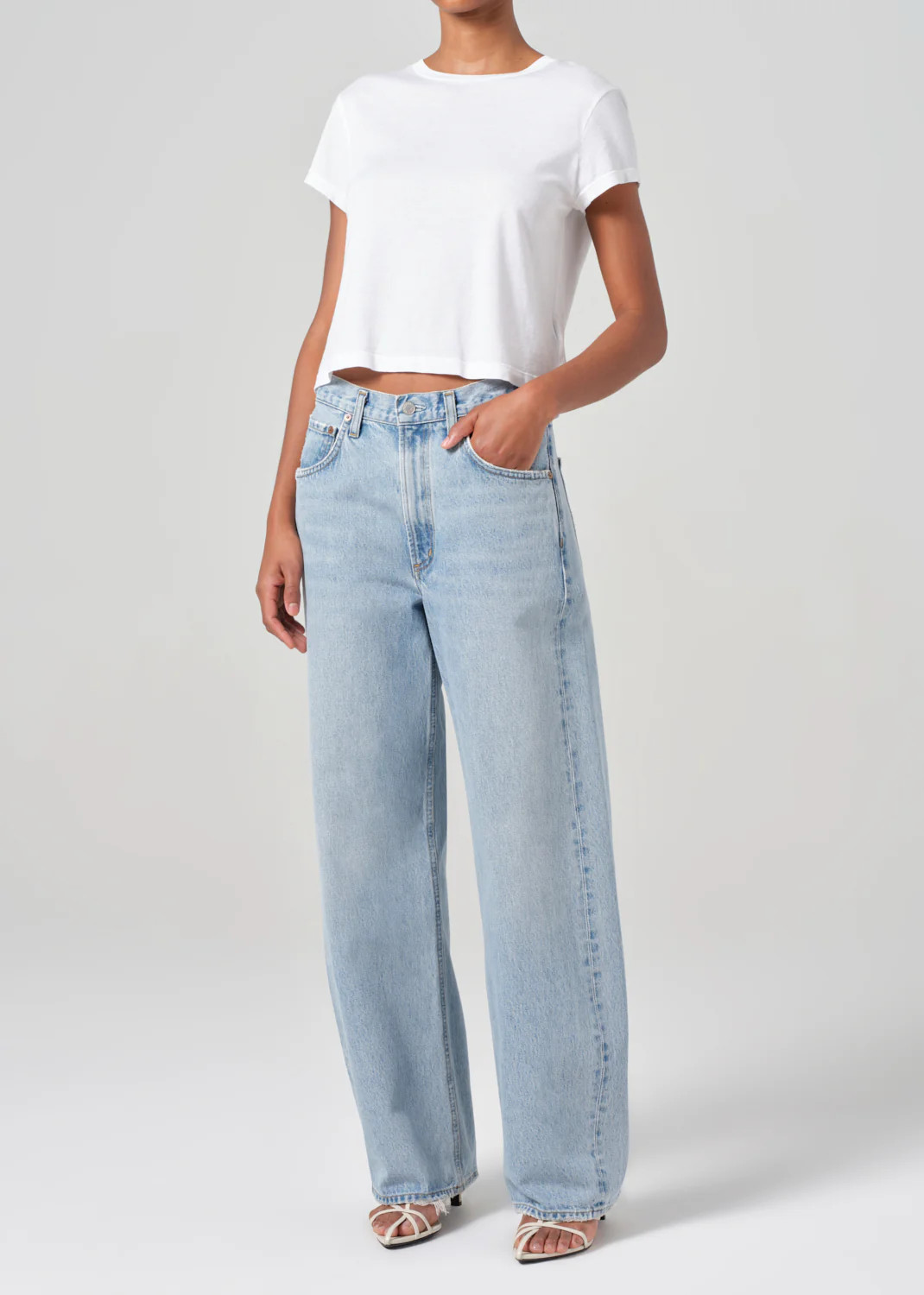 Adine Shrunken Tee in White | AGOLDE