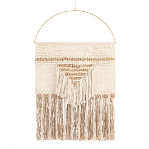 White and Gold Woven Wall Hanging | World Market