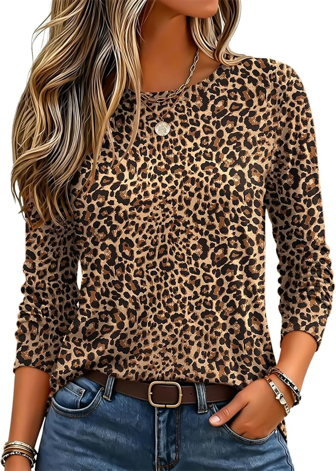 Zeagoo Women's Casual Shirts Long Sleeve Tops Crewneck Tshirts Fall Clothes | Amazon (US)