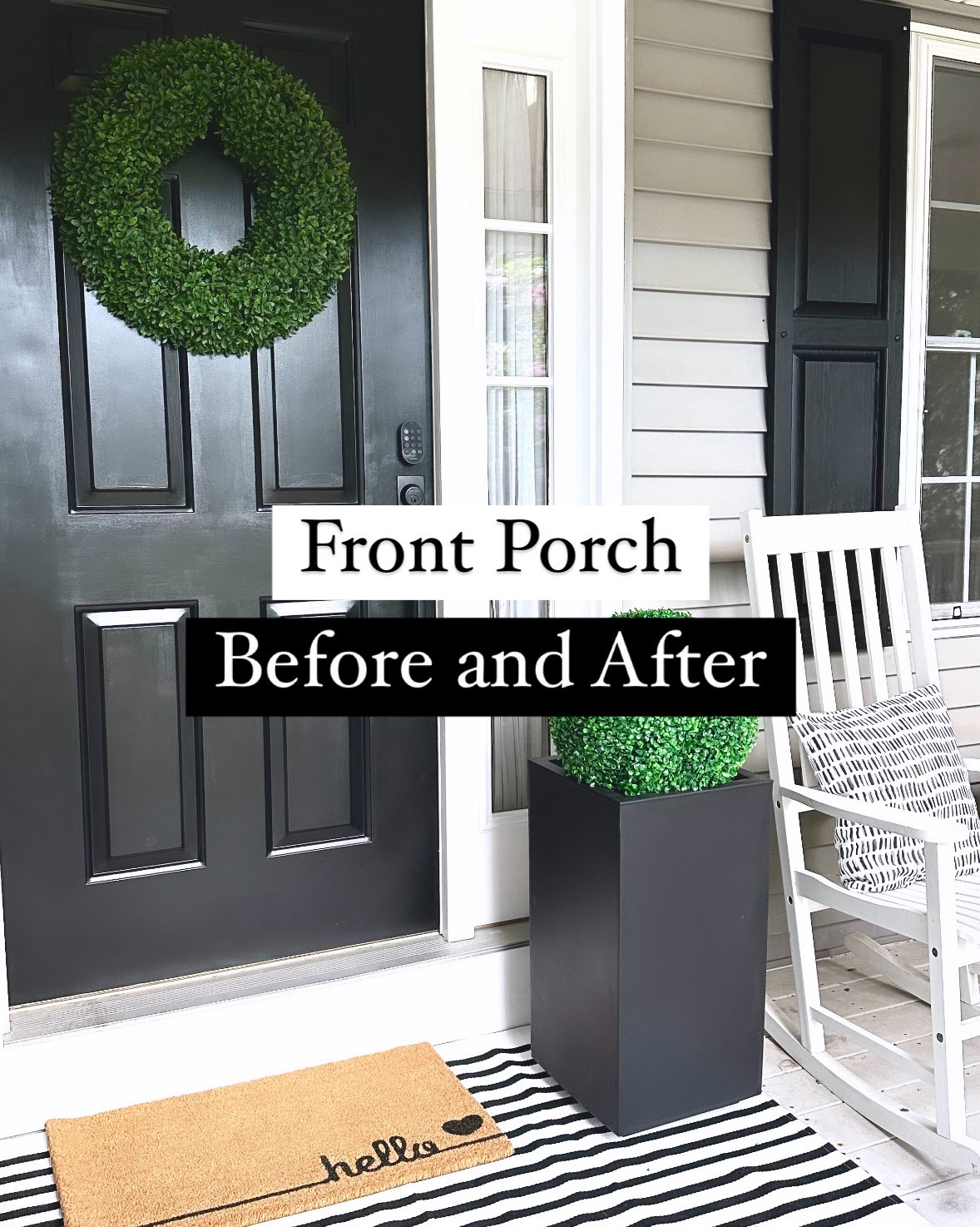 Front porch refresh 🖤 #beforeandafter #thenandnow #homedesign #homedecor #interiordesign #decoratingonabudget
