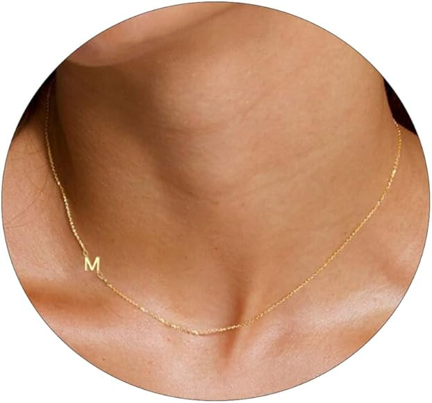MIDEEO Initial Necklaces for Women, Dainty Gold Letter Necklace 14k Gold Plated Personalized Tiny... | Amazon (CA)