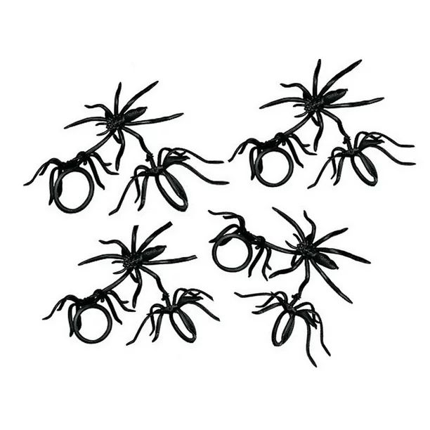 Black Plastic Spider Rings Halloween Party Favors Loot Trick-or-treat Giveaway (Lot of 12) - Walm... | Walmart (US)
