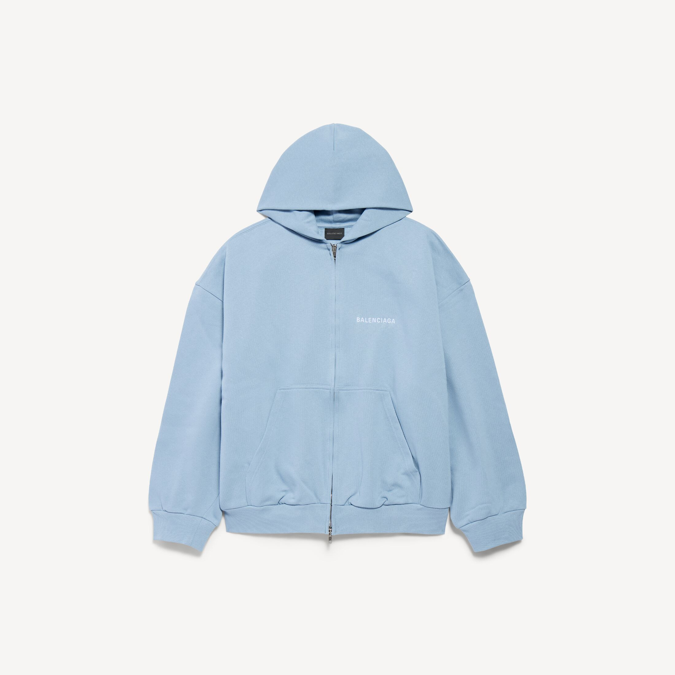 Balenciaga Back Zip-Up Hoodie Regular Fit - Blue - Men's | Balenciaga