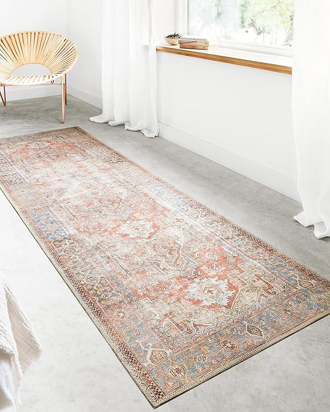 Loloi II Loren Collection LQ-15 Terracotta / Sky, Traditional 2'-6" x 7'-6" Runner Rug | Amazon (US)