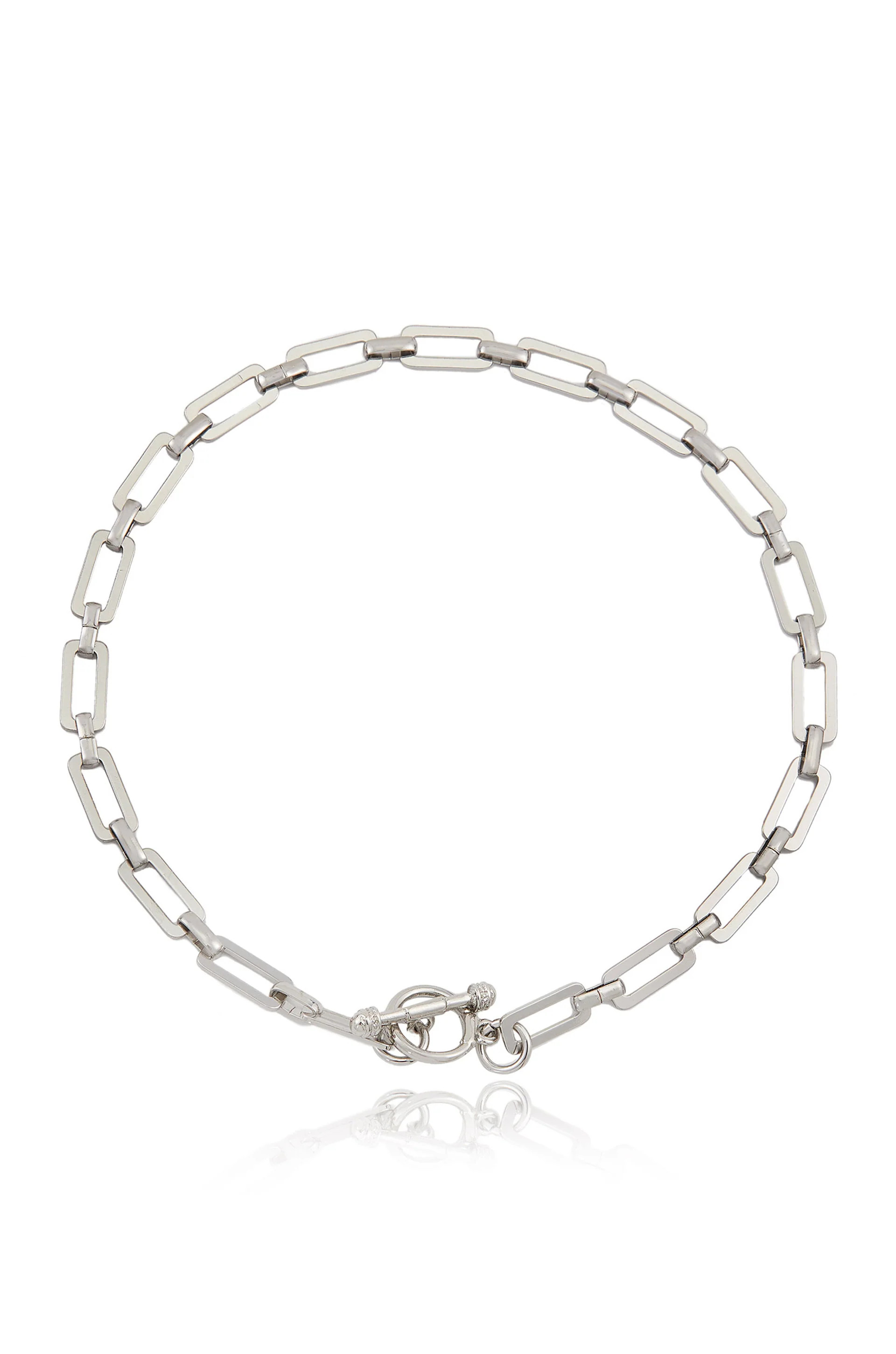 Golden Flat Rectangle Chain Necklace | Ettika