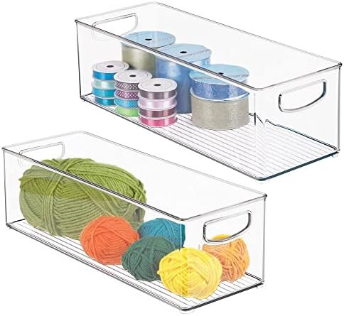 mDesign Plastic Art Supply Basket Storage Container Holder, Long Organizer Bins with Handles - for H | Amazon (US)