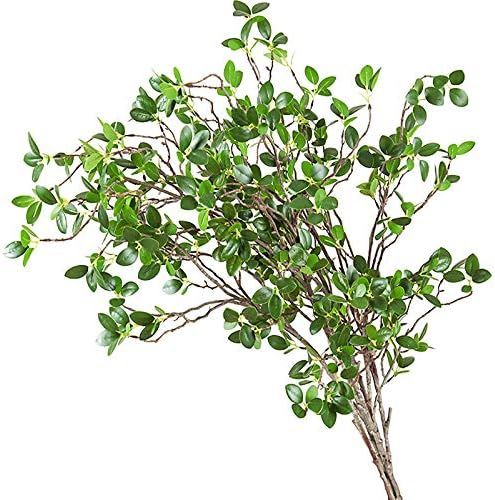Ollain 43" Artificial Greenery Stems Plants Faux Leaf Green Eucalytus Branches Ficus Twig Fern Fake  | Amazon (US)