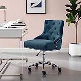 Modway Regent Tufted Button Upholstered Fabric Swivel Office Chair with Nailhead Trim in Azure | Amazon (US)