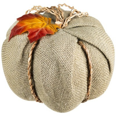Northlight Burlap and Jute Fall Harvest Pumpkin Decoration - 6.75" - Beige | Target
