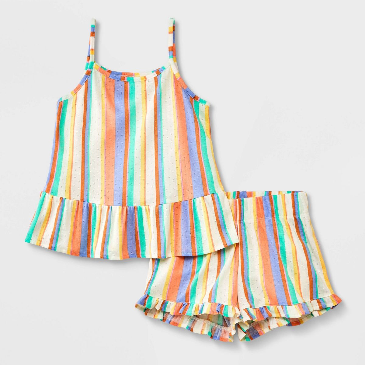 Girls' 2pc Pointelle Ruffle Tank Pajama Set - art class™ | Target