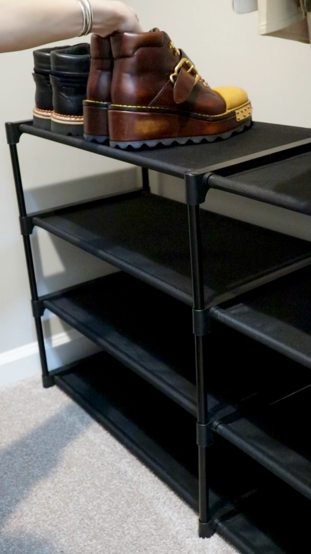 Mainstays 4 Tier 24 Pair Shoe Rack Storage Organizer, Rich Black